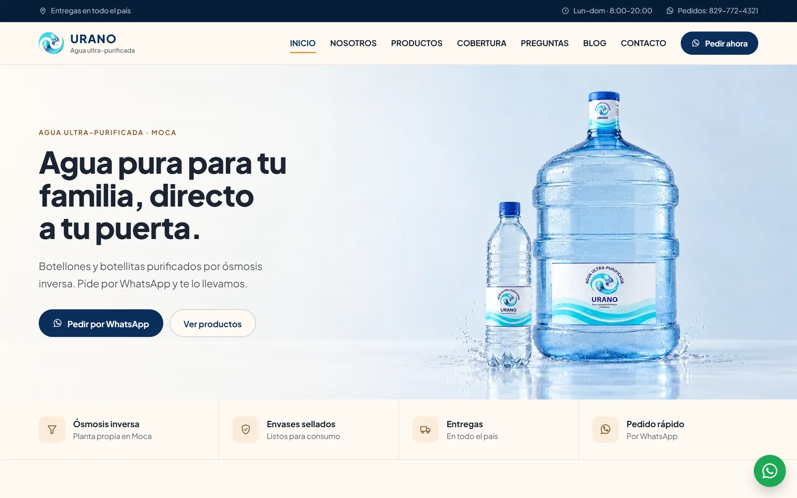 Agua Urano home page